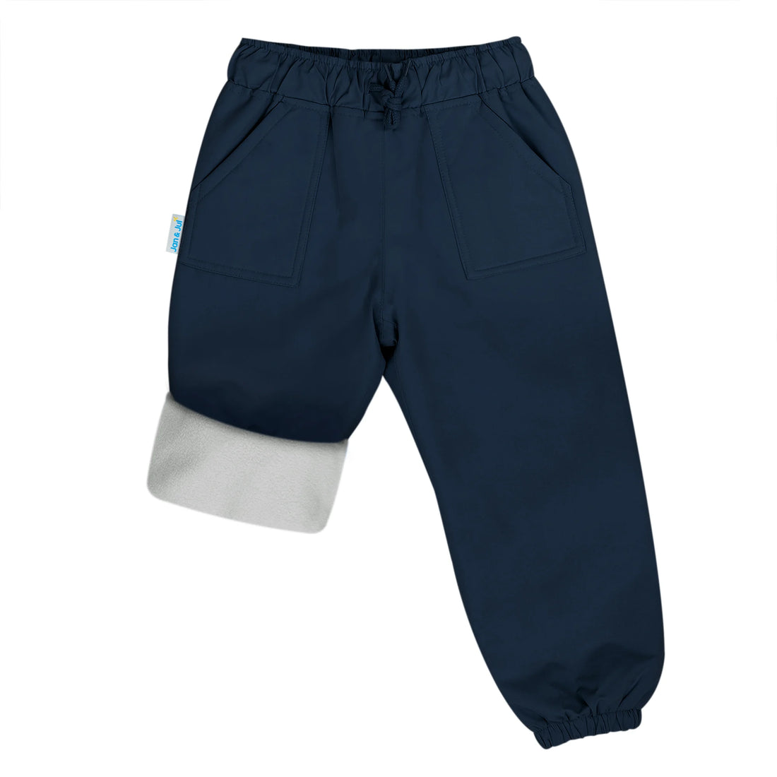 Jan & Jul Kids Fleece Lined Rain Pants Dark Navy front view