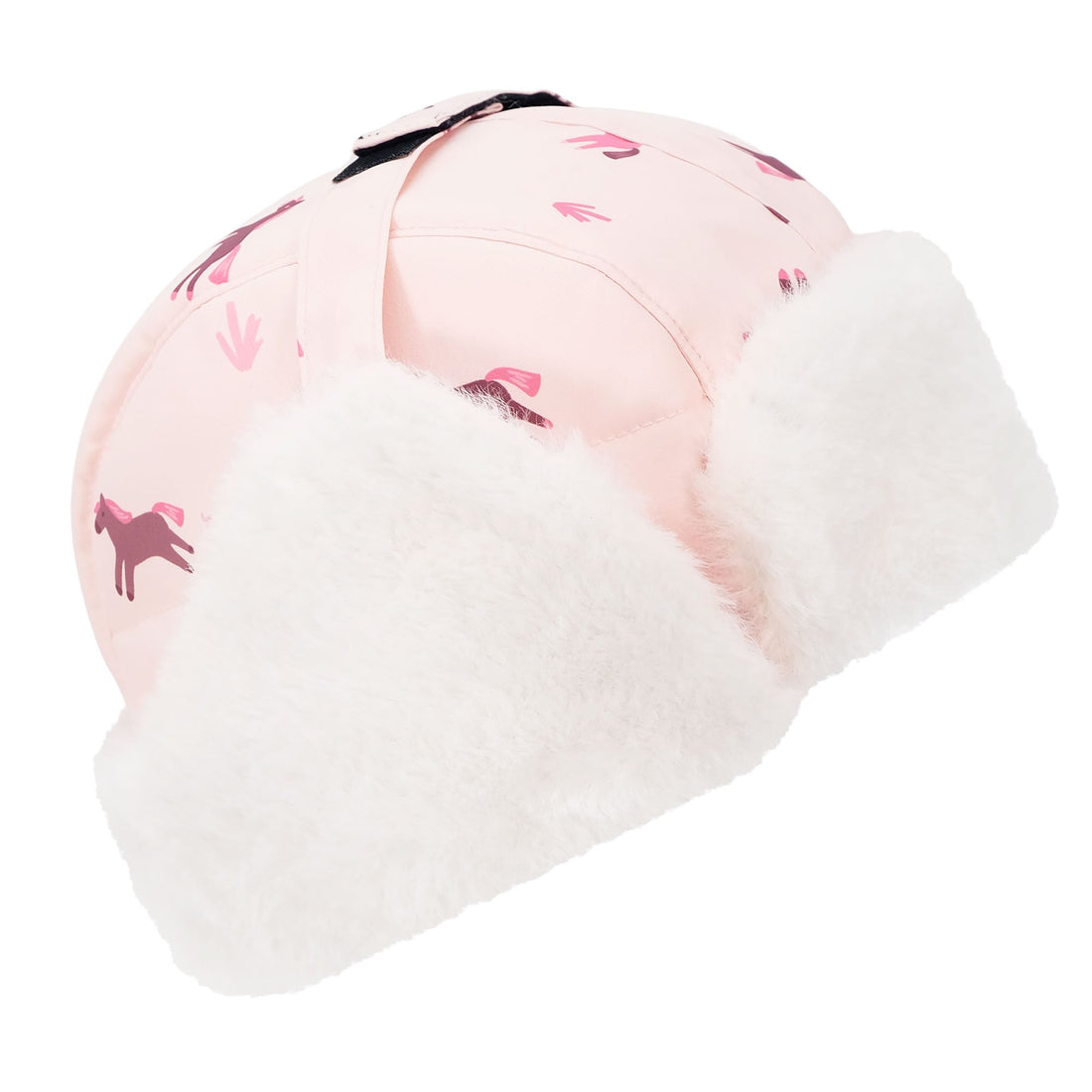 Jan & Jul Pink Ponies insulated trapper hat side view