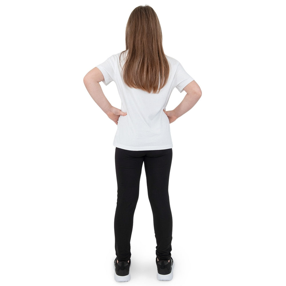 JAN & JUL Jan & Jul Kids Leggings Black full-length fitted style paired with white tee img 3/7
