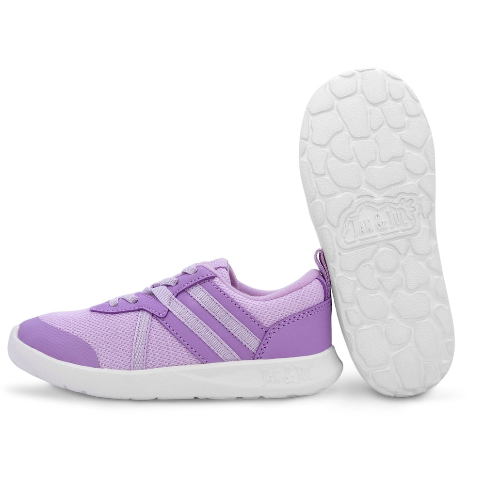 Jan & Jul Kids Lite Classic Stripe Sneakers - Dusty Purple side view