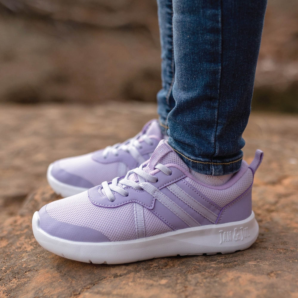 Jan & Jul Kids Lite Classic Stripe Sneakers - Dusty Purple sole view