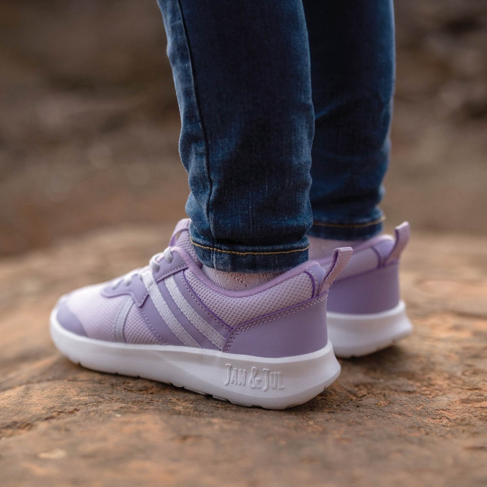 Jan & Jul Kids Lite Classic Stripe Sneakers - Dusty Purple outsole detail