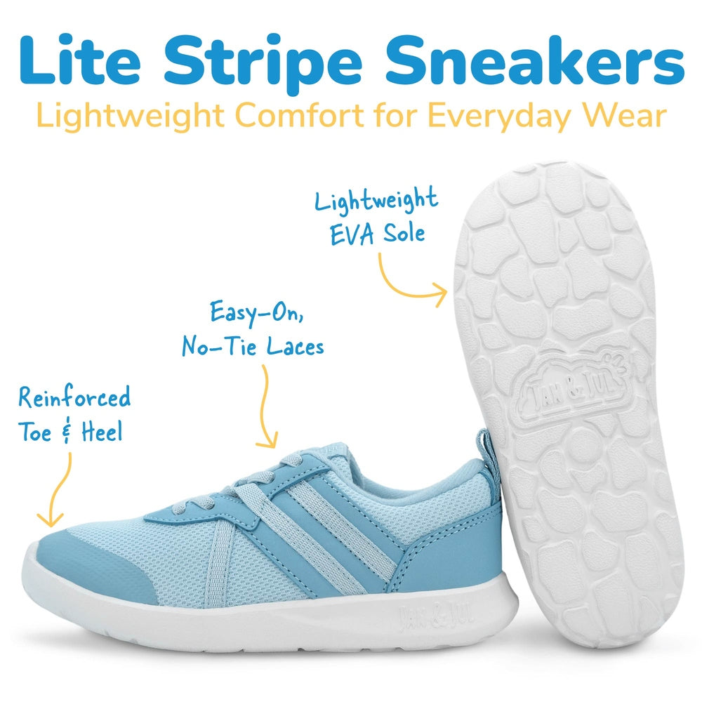 Jan & Jul Kids Lite Classic Stripe Sneakers - Dusty Purple easy-on detail