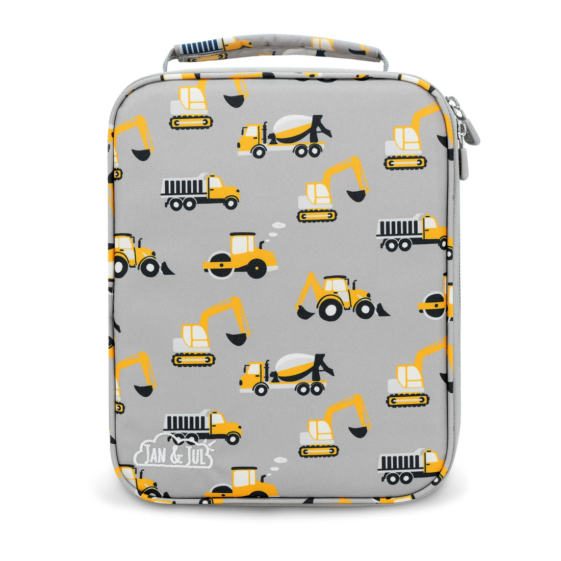 Jan & Jul Kids Lunch Bag Grey Construction front view