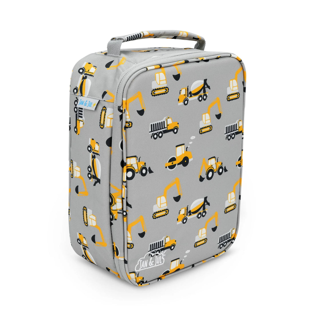 Jan & Jul Kids Lunch Bag Grey Construction side view