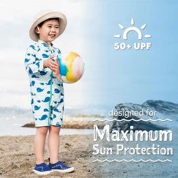 Jan & Jul Kids One Piece UV Sun Suit Blue Whale