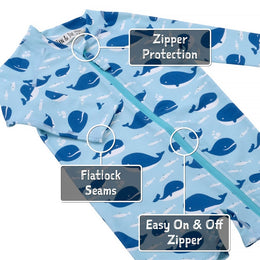 Jan & Jul Kids One Piece UV Sun Suit Blue Whale