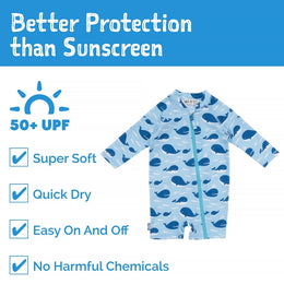 Jan & Jul Kids One Piece UV Sun Suit Blue Whale