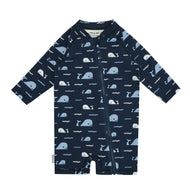 Jan & Jul Kids One Piece UV Sun Suit Navy Whale Tales
