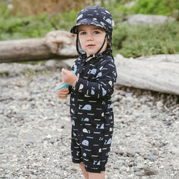 Jan & Jul Kids One Piece UV Sun Suit Navy Whale Tales