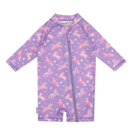 Jan & Jul Kids One Piece UV Sun Suit Purple Unicorn
