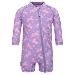 Jan & Jul Kids One Piece UV Sun Suit Purple Unicorn