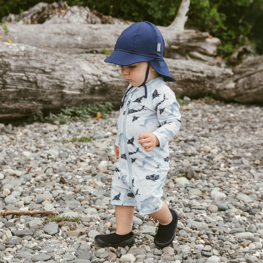 JAN & JUL Jan & Jul Kids One Piece UV Sun Suit Whale Play Butterfly print with front zip and attached neck flap hat img 2/8