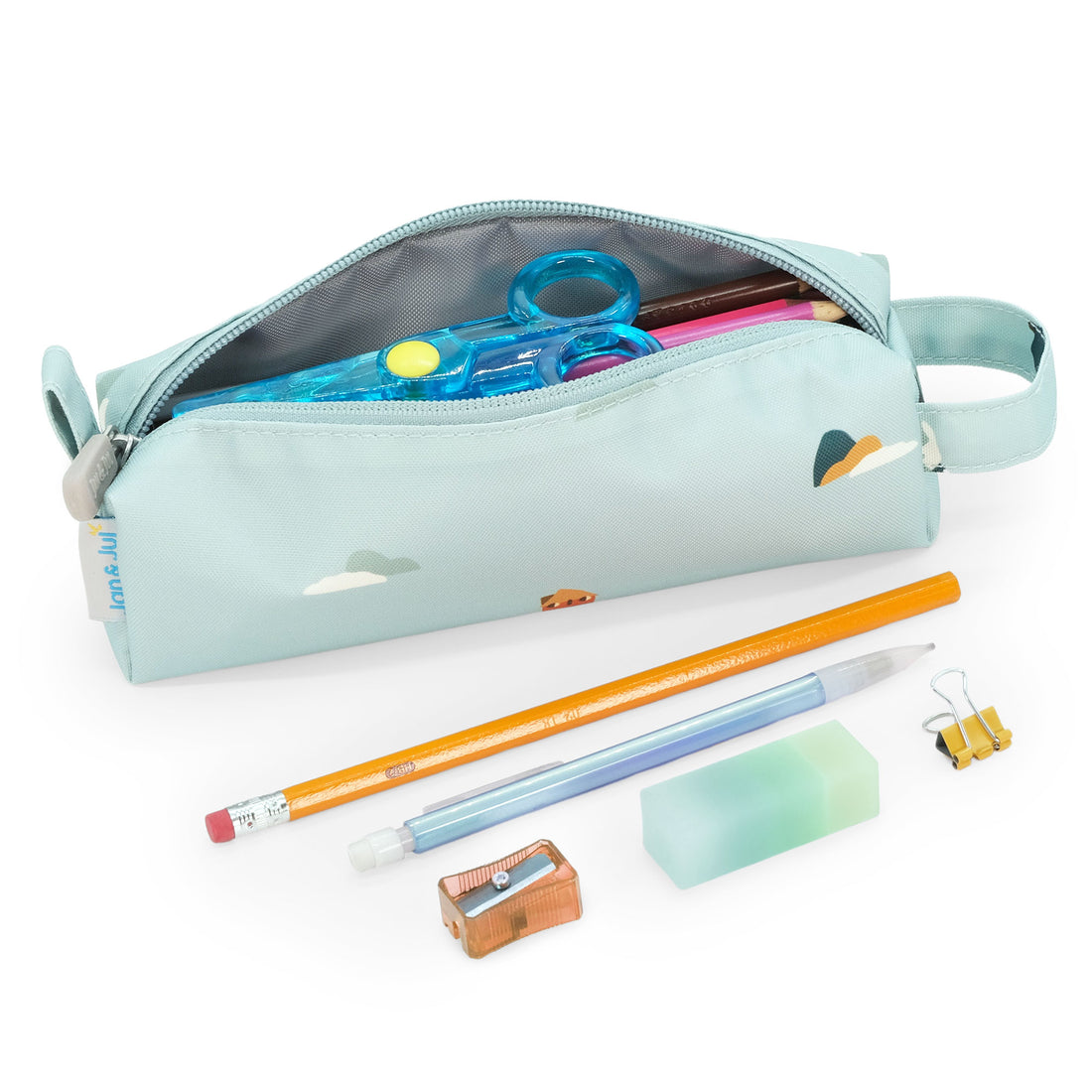 Open Home Sweet Home pencil case filled with school supplies