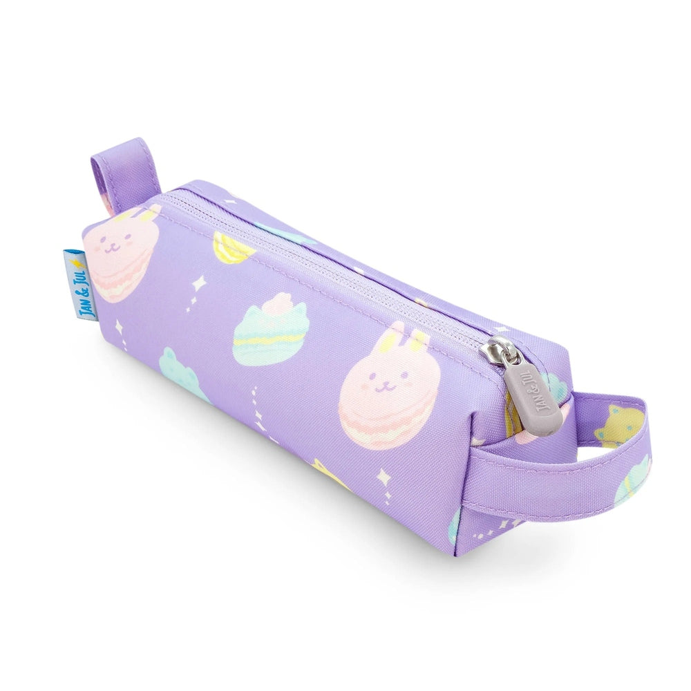 JAN & JUL kids pencil case in lavender purple with pastel macarons pattern and zipper