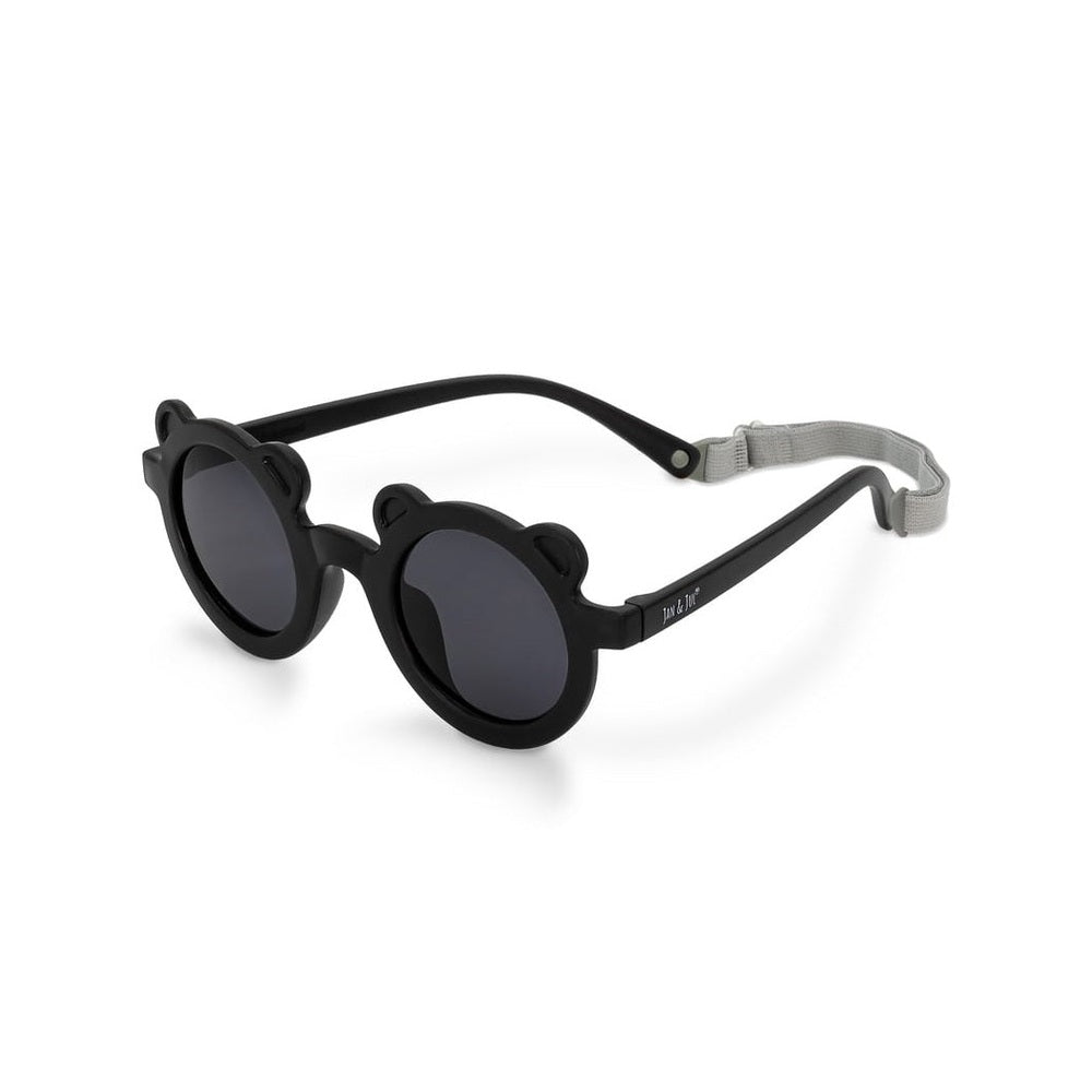 Jan & Jul kids bear sunglasses polarized, black with round bear-shaped frames