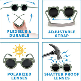 Jan & Jul Kids Polarized Bear Sunglasses Crocodile Green
