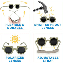 Jan & Jul Kids Polarized Bear Sunglasses Olive Khaki