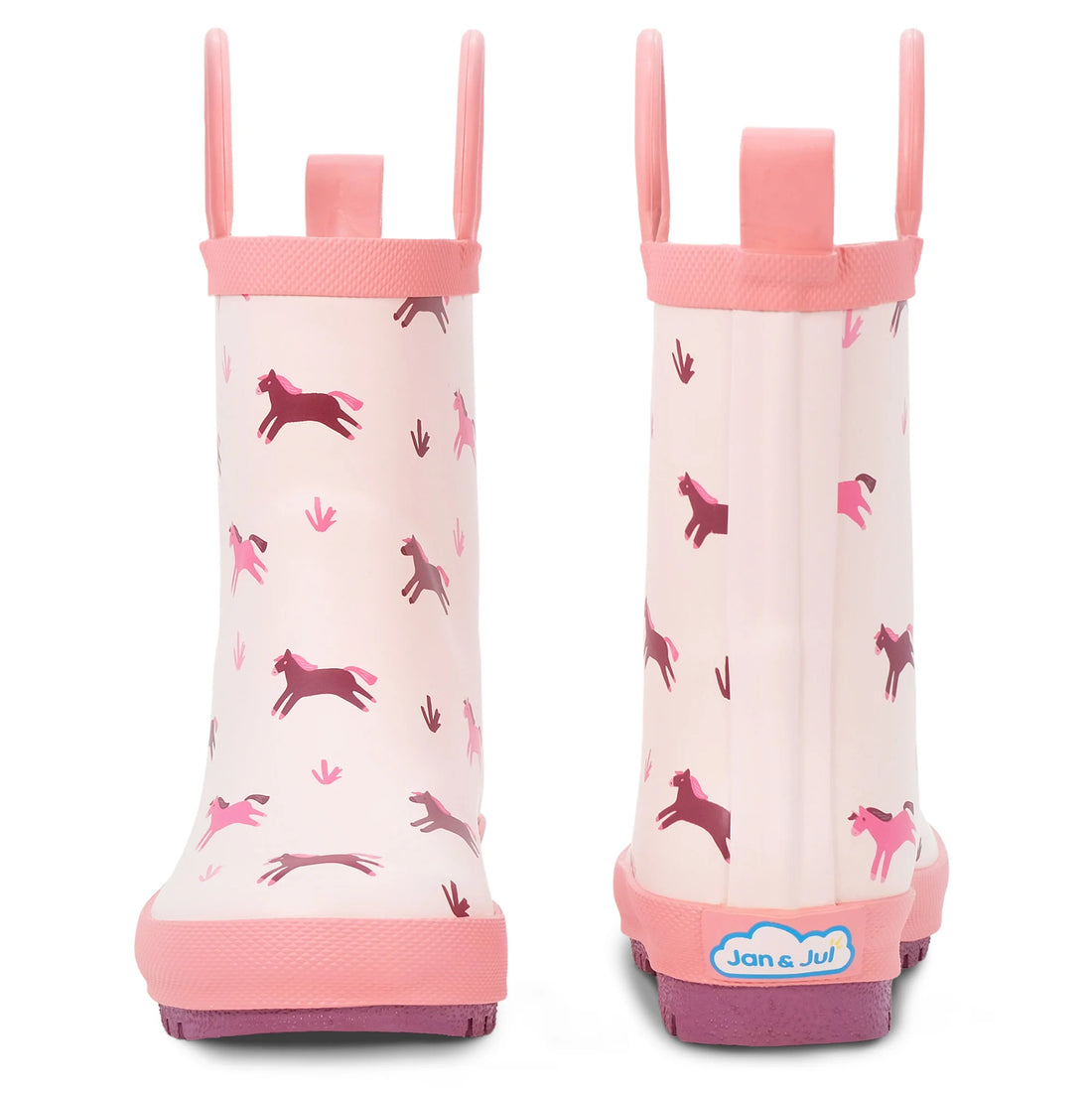 Jan & Jul Kids Rubber Rain Boots Pink Ponies detail view