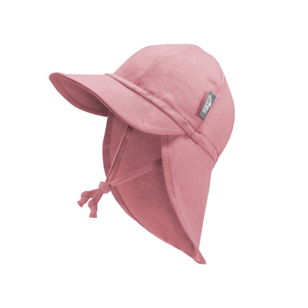 JAN & JUL Baby sun hat, dusty rose with wide brim, neck flap and tie strings