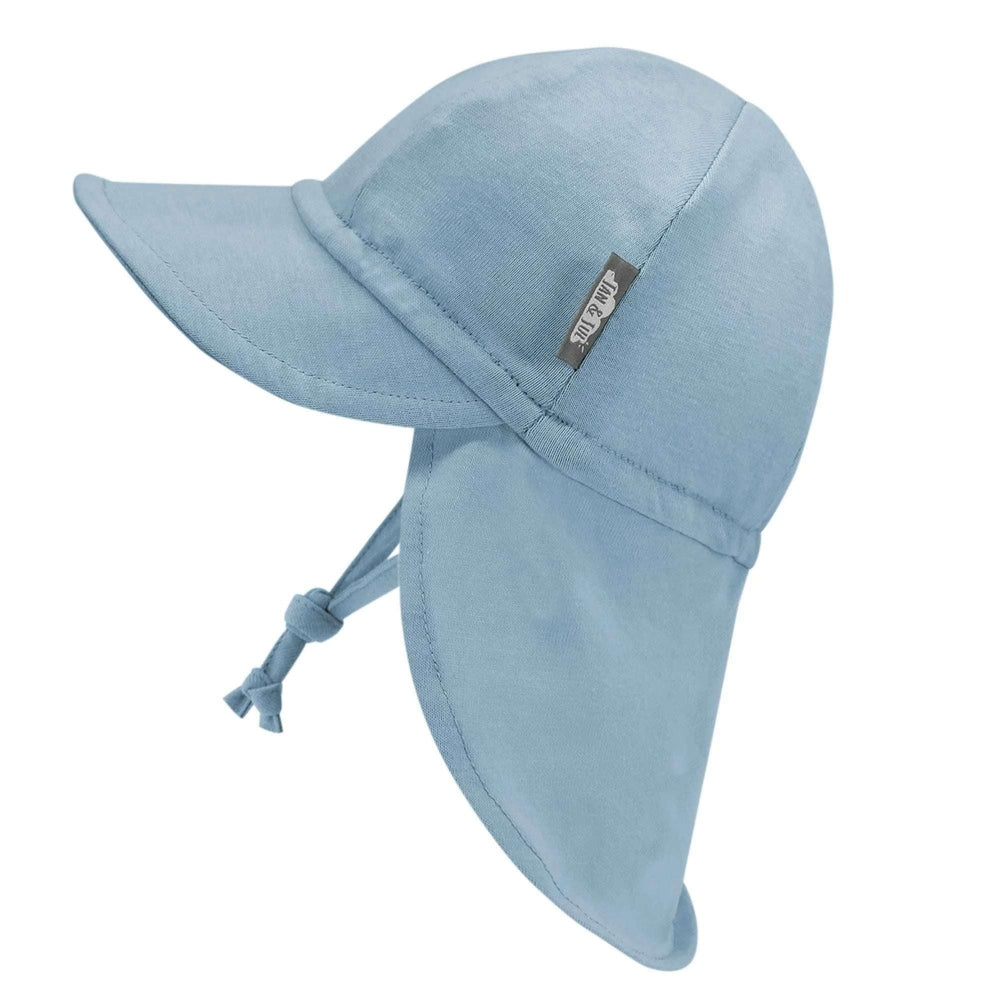 Jan & Jul baby sun hat in stormy blue with neck flap and chin ties