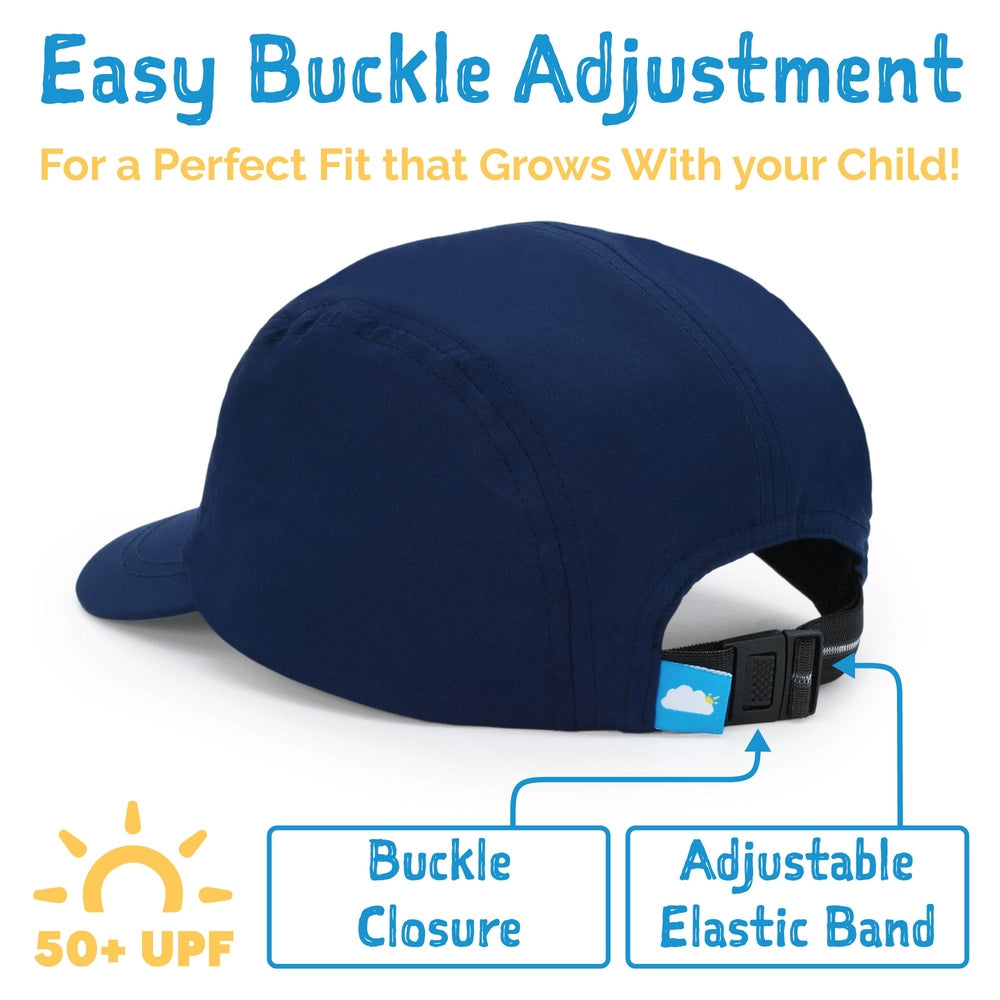 JAN & JUL Jan & Jul Kids SunLite Cap Navy Whale Play adjustable buckle closure with elastic band and 50+ UPF img 4/5