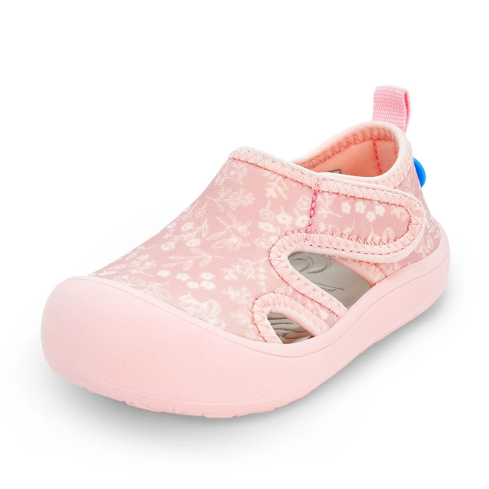 Jan & Jul Sunnybreeze Kids Sandals Pink Prairie with floral print and soft pink upper