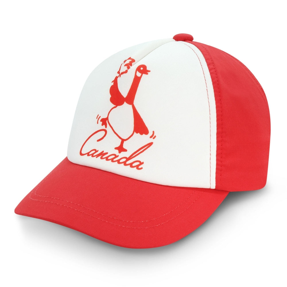 JAN & JUL Jan & Jul Kids UV Baseball Cap Silly Goose Red and white color-blocked panels with curved brim img 1/5