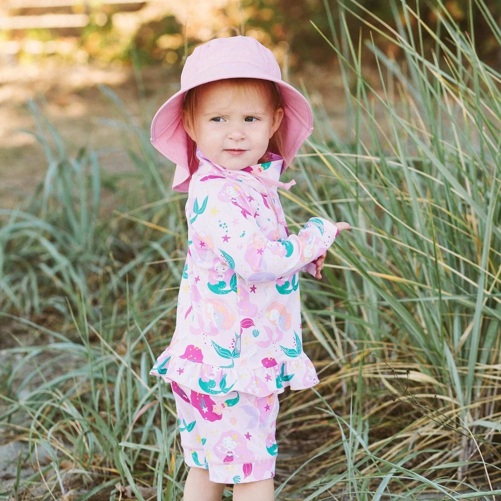 JAN & JUL toddlers' pink mermaid UV rashguard set with hat