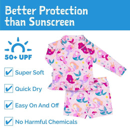 Jan & Jul Kids UV Rashguard Set Pink Mermaid