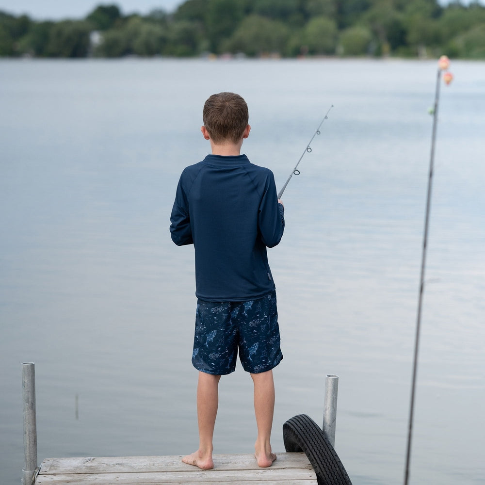 JAN JUL Jan & Jul Kids UV Swim Shorts Navy Whale Play, product view 4