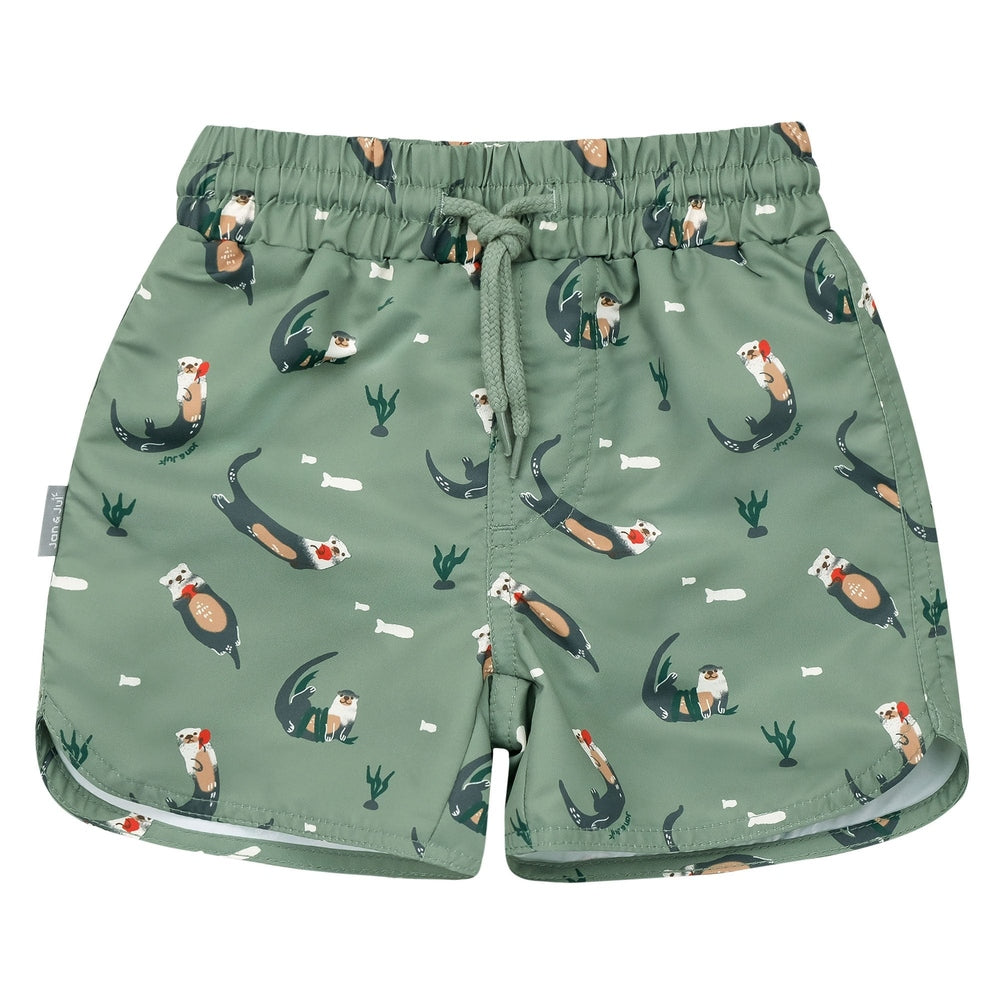 JAN & JUL Jan & Jul Kids UV Swim Shorts Otter Elastic waistband with drawstring and curved hem notches img 1/7