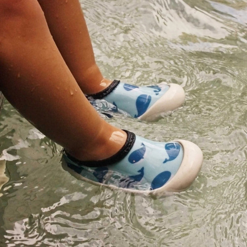 JAN & JUL Jan & Jul Kids Water Shoes Blue Whale pair of navy baby sneakers with white soles and velcro straps shown side by side img 3/18