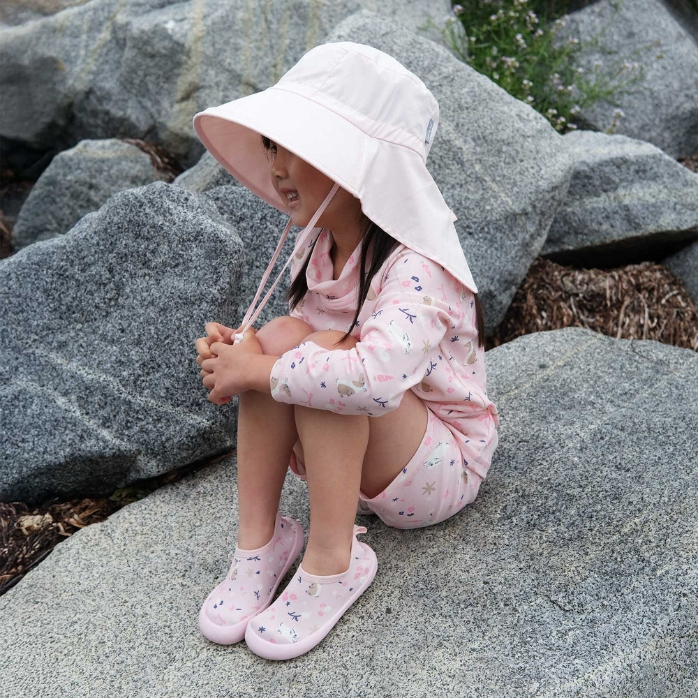 JAN & JUL Jan & Jul Kids Water Shoes Bunny Flowers pair of baby shoes shown in image 3 of 7 with mesh upper, velcro strap and contrasting so