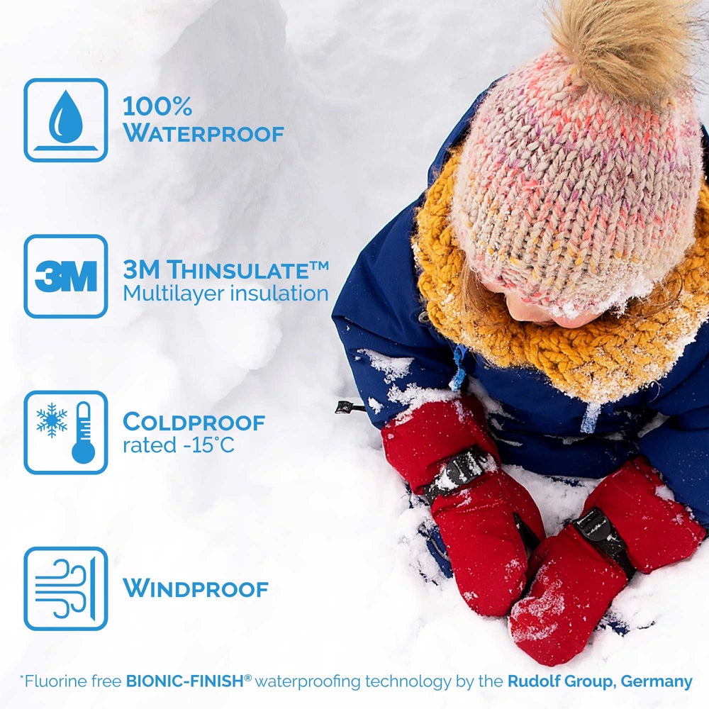 Jan & Jul Kids Waterproof Mittens Navy Forest