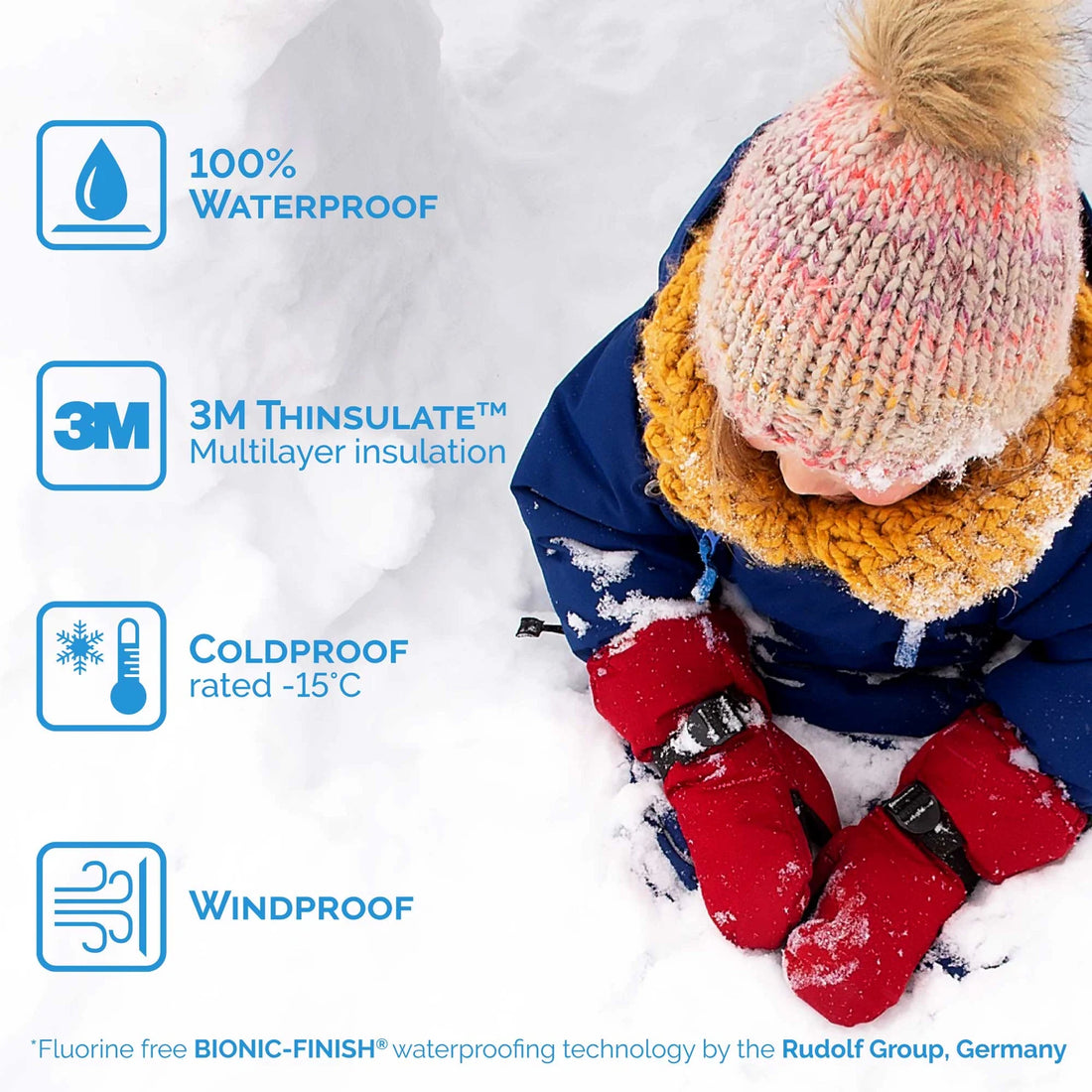 Jan & Jul Kids Waterproof Mittens - Pink Ponies official feature guide