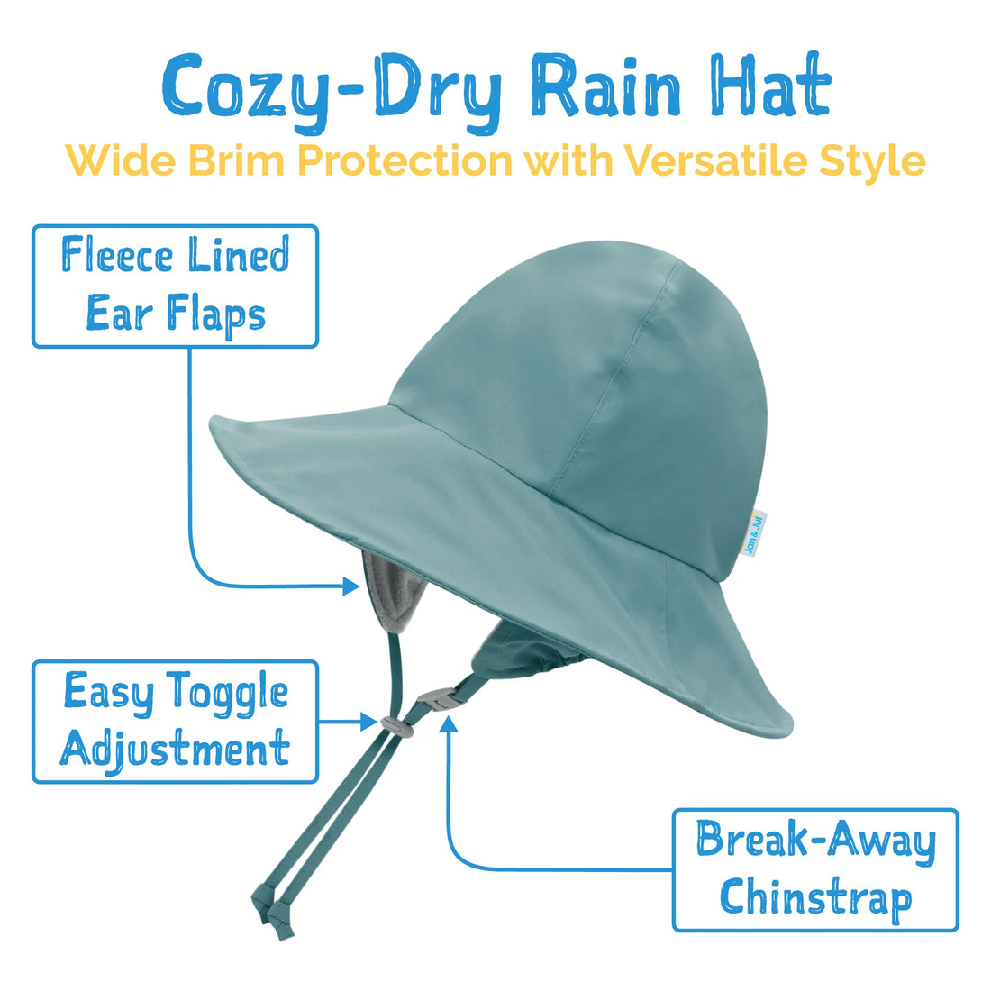 Jan & Jul Kids Waterproof Rain Hats Dark Spruce lifestyle view