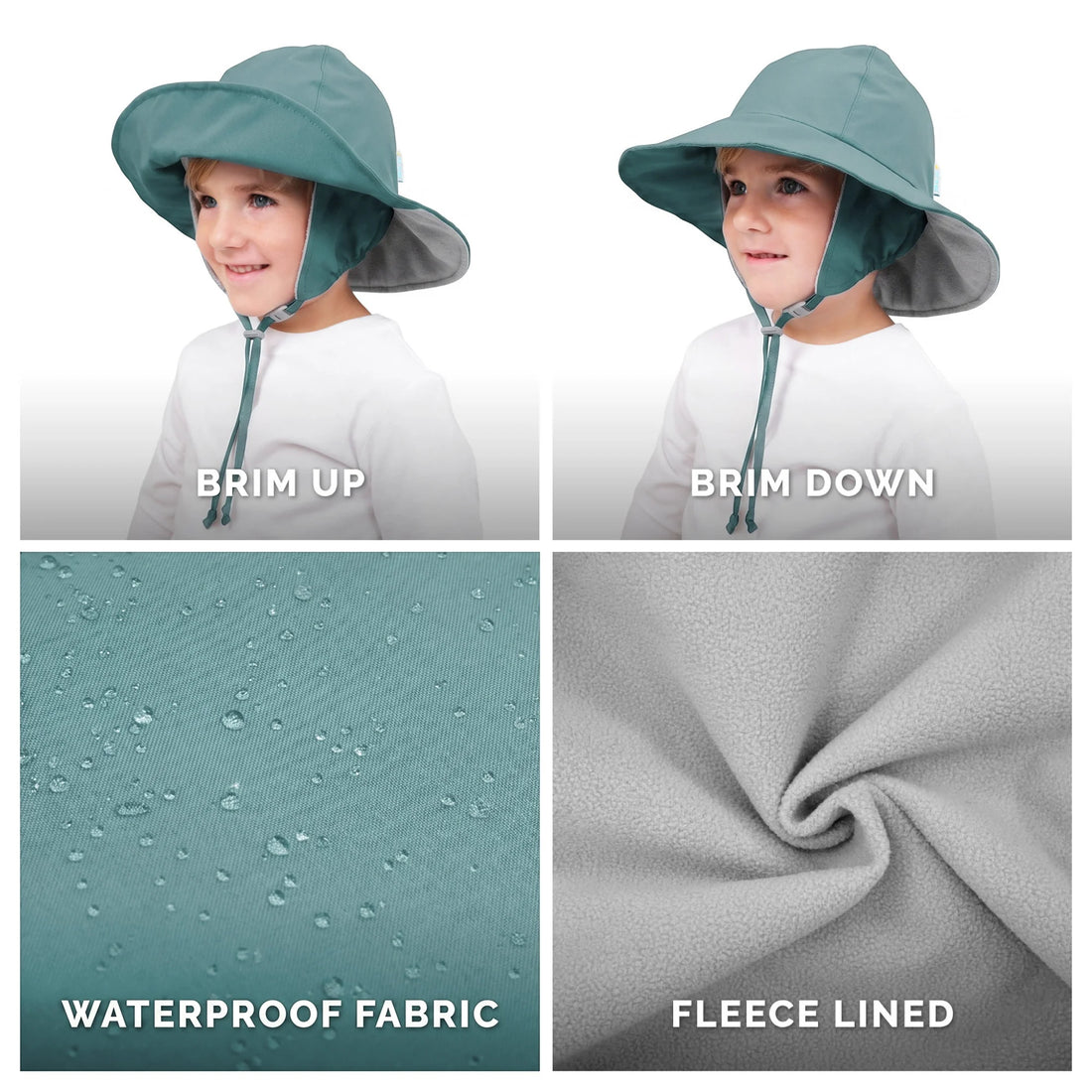 Jan & Jul Kids Waterproof Rain Hats Dark Spruce product view 06