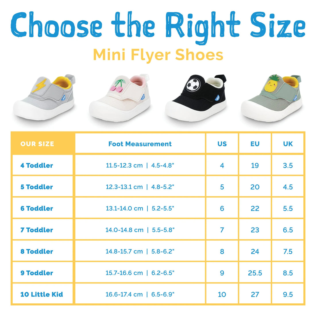 Jan & Jul Mini-Flyer Toddler Sneakers - Skater Dinos official size chart
