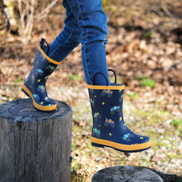 Jan & Jul Puddle Dry Rain Boots With Handle Big Trucks