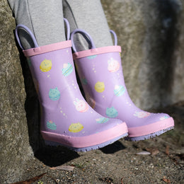 Jan & Jul Puddle Dry Rain Boots With Handle Macarons