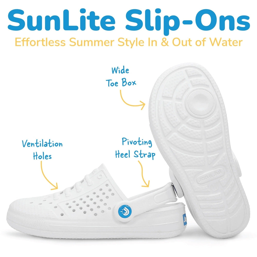 JAN & JUL Jan & Jul SunLite Slip-On Sandals White perforated upper with pivoting heel strap and treaded sole img 6/9