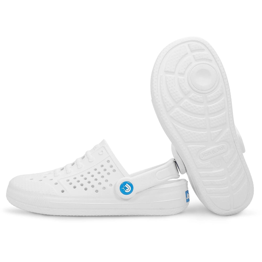 JAN & JUL Jan & Jul SunLite Slip-On Sandals White perforated upper with blue charm and textured sole img 9/9