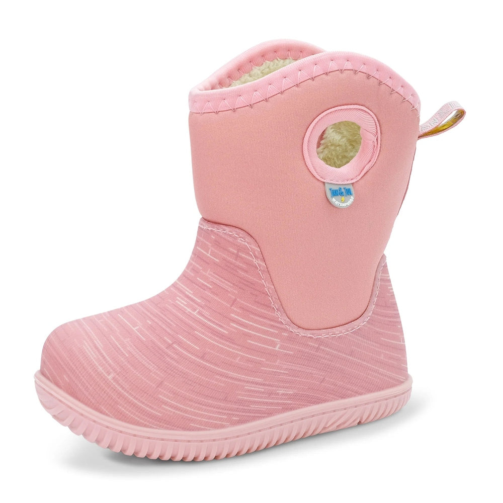 Jan & Jul Toasty Dry Lite Winter Boots Dusty Pink Birch; pink fleece-lined toddler boot shown standing.