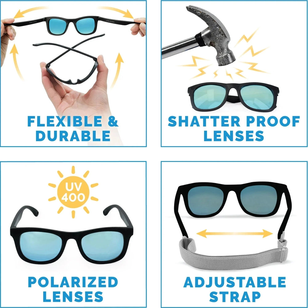 JAN & JUL Jan & Jul Urban Xplorer Sunglasses W/Aurora Lens - Dark Navy round children sunglasses shown in product color from image 7 of 7 wi