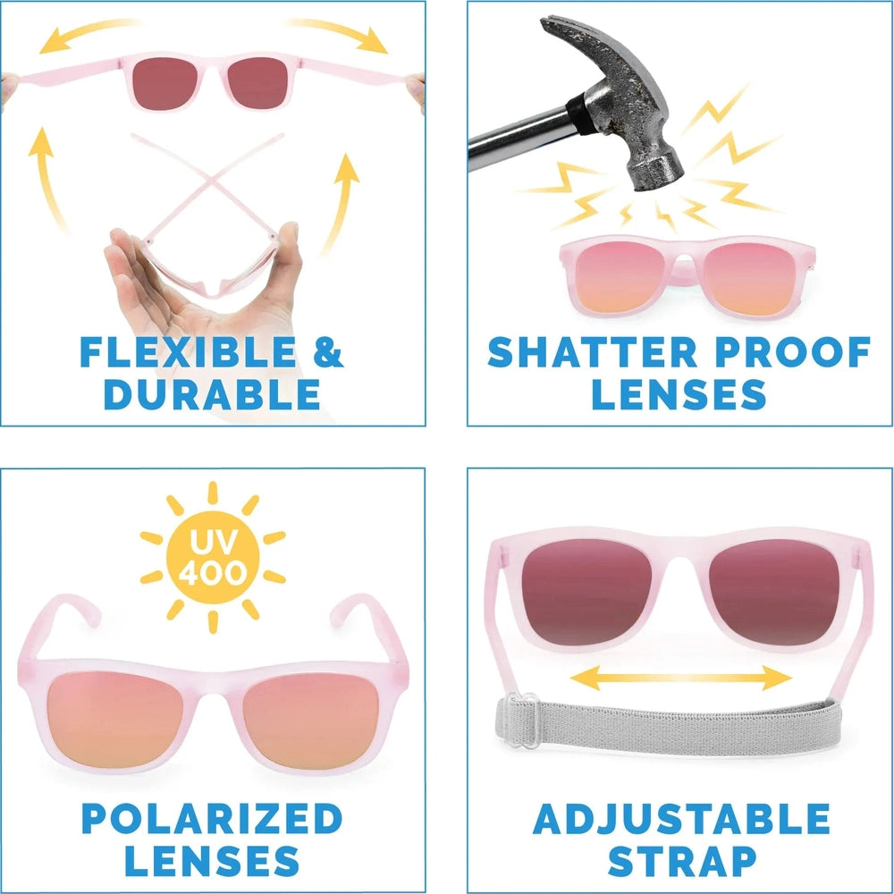 JAN & JUL Jan & Jul Urban Xplorer Sunglasses W/Aurora Lens - Frosty Lavender round children sunglasses shown in product color from image 6 o