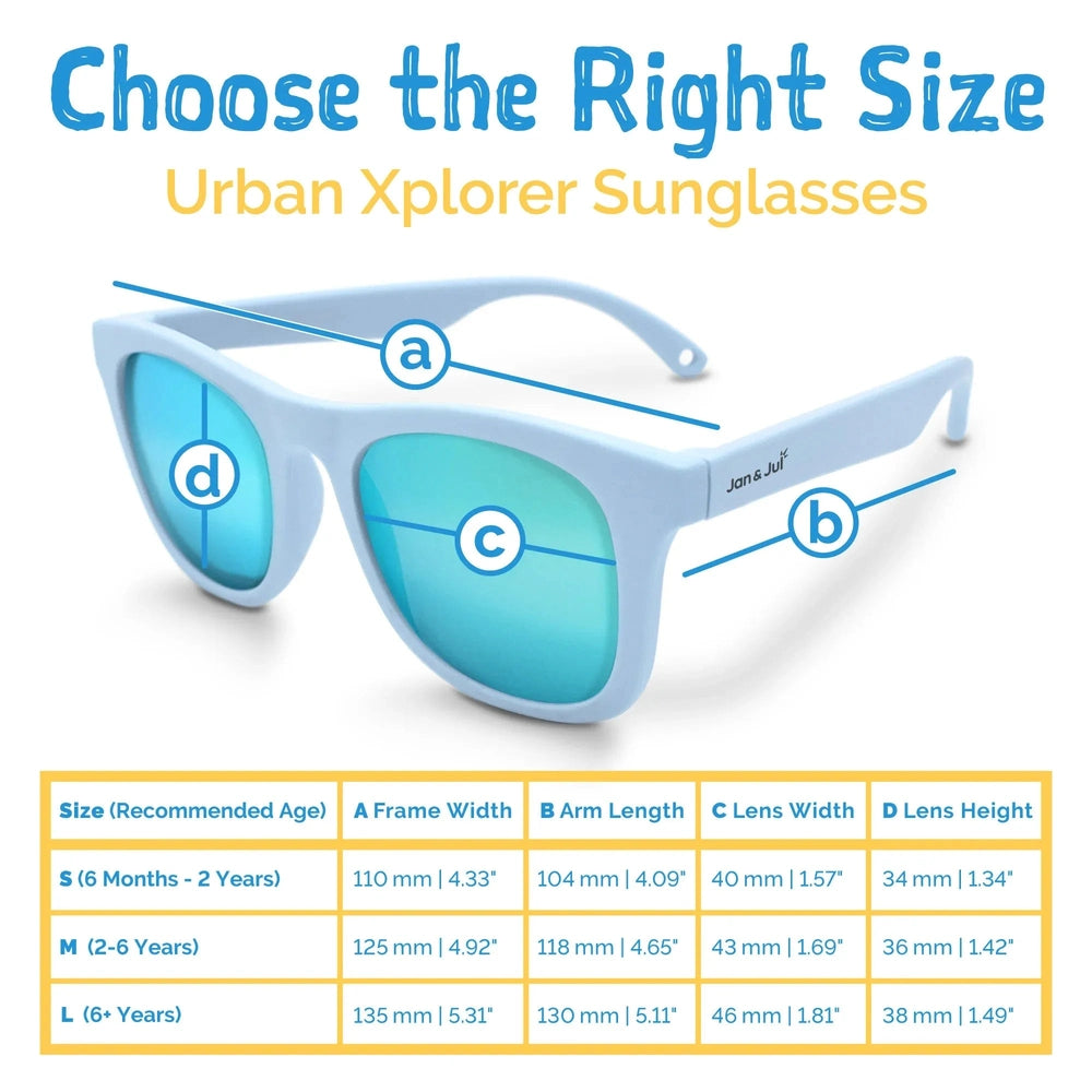 JAN & JUL Jan & Jul Urban Xplorer Sunglasses W/Aurora Lens - Light Blue round children sunglasses shown in product color from image 6 of 7 w