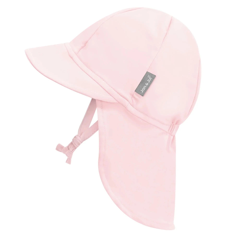 JAN & JUL Jan & Jul UV Baby Cap - UV Quick Dry - Soft Pink with neck flap and adjustable chin strap img 5/7