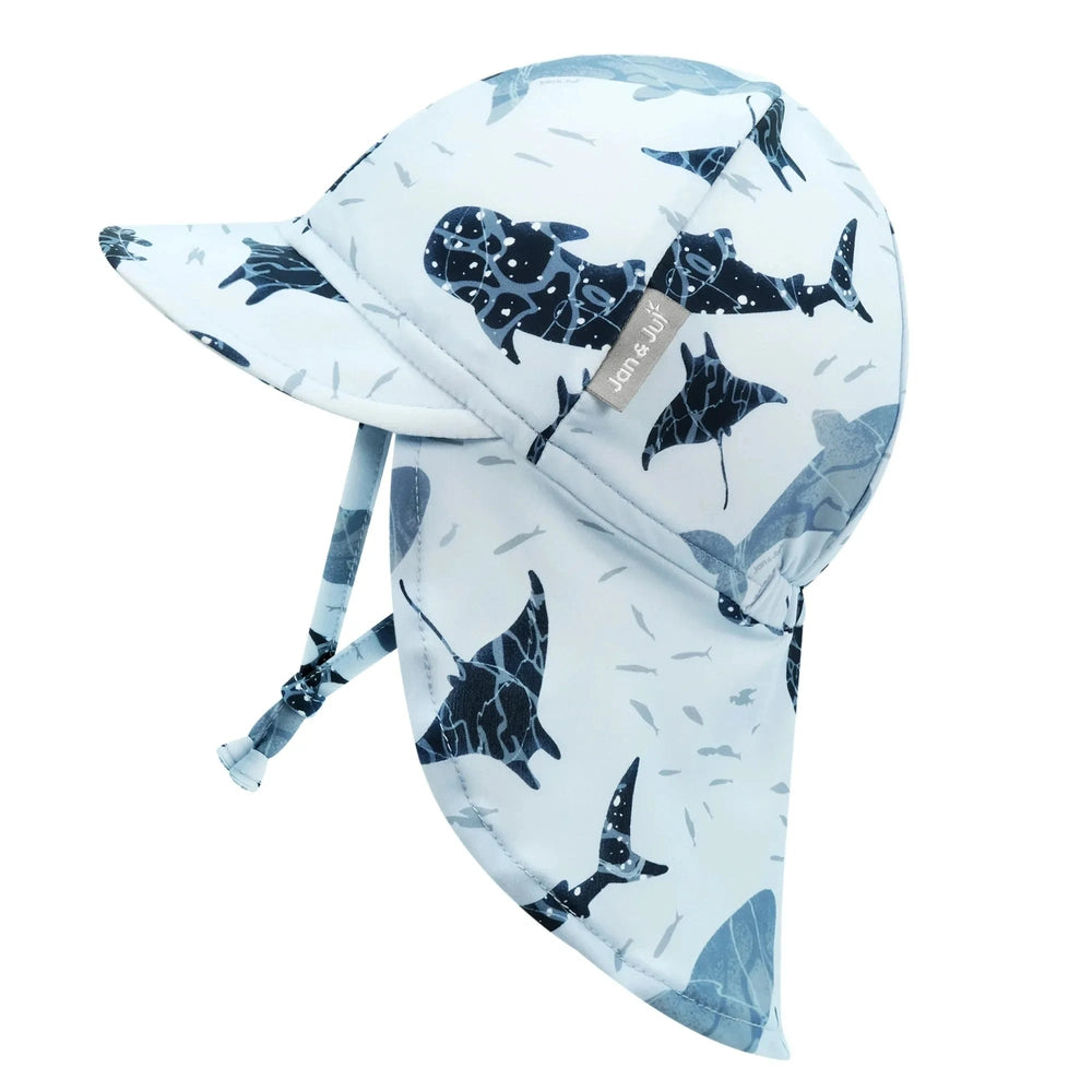 JAN & JUL Jan & Jul UV Baby Cap - UV Quick Dry - Whale Play Legionnaire style with neck flap and adjustable chin strap img 5/7