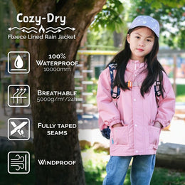 Jan & Jul Waterproof Cozy Dry Rain Jacket Pink Forest